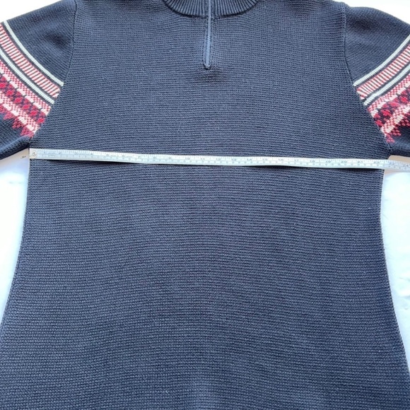 Timberland mock neck 1/4 zip sweater with Fair Isle design on sleeves - Picture 9 of 12